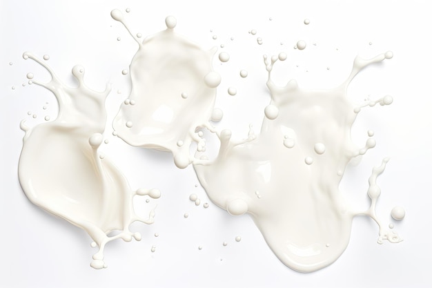 Photo milk splashes in isolation on white background