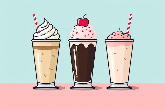 Photo milkshake illustration food illustration generative ai