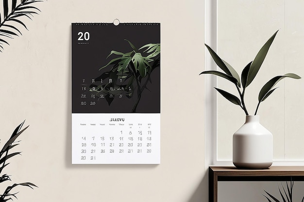 Photo minimal wall calendar mockup