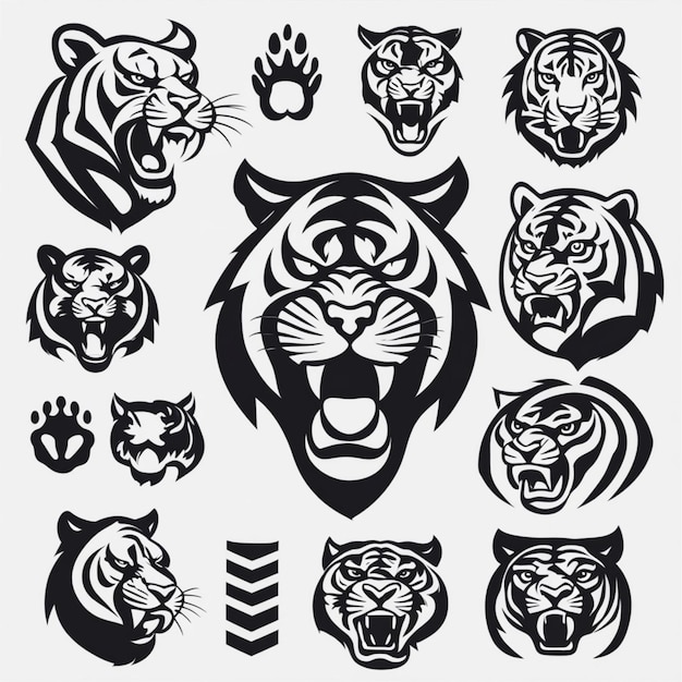 Photo minimalist black and white tiger icons