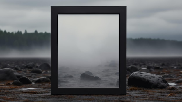 Minimalist Frame Mockup With Mist Background