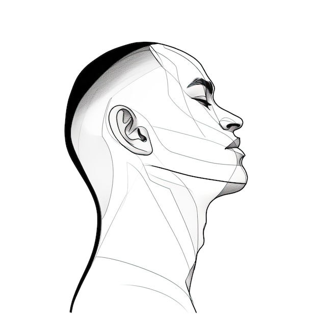 Minimalist Line Art of a Male Face Generative AI