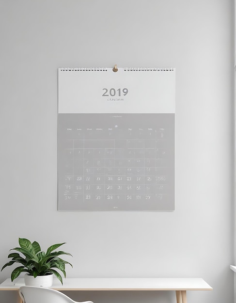 Photo minimalist spiral calendar mockup