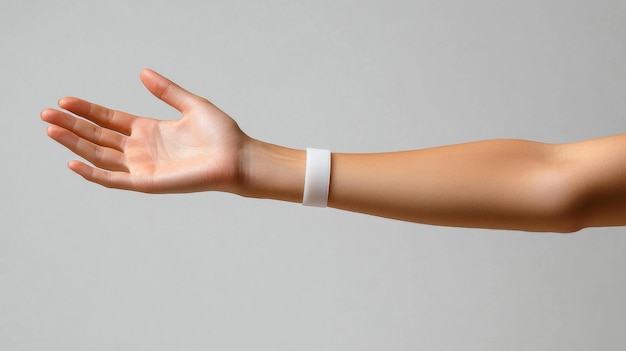 Photo minimalist white wristband on hand generative ai