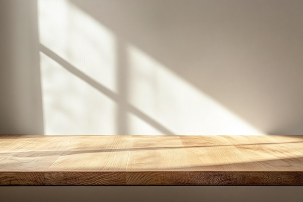 Photo minimalist wooden table surface for product presentation with white background