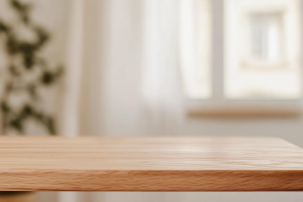 Photo minimalist wooden table surface for product presentation with white background