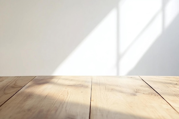 Photo minimalist wooden table surface for product presentation with white background