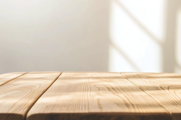 Photo minimalist wooden table surface for product presentation with white background