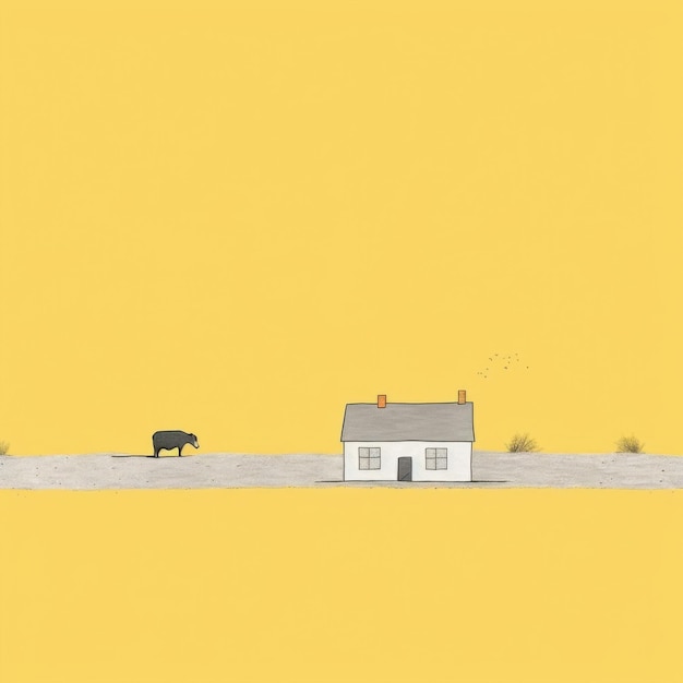 Photo minimalistic yellow house fine art landscape art in the style of liz climo v 52 job id fbdc998dcea84