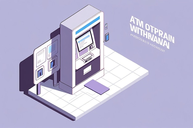 Photo mobile atm withdrawal isometric landing page