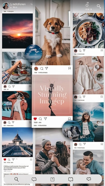 Photo mockup of sample photos shared on social media platform