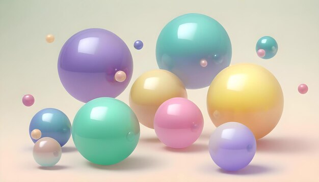 Photo modern 3d background colorful pastel balloons floating in the air 15