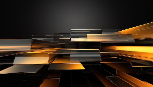 Modern 3D Business Background with Glass Cubes in Black and Yellow Colors