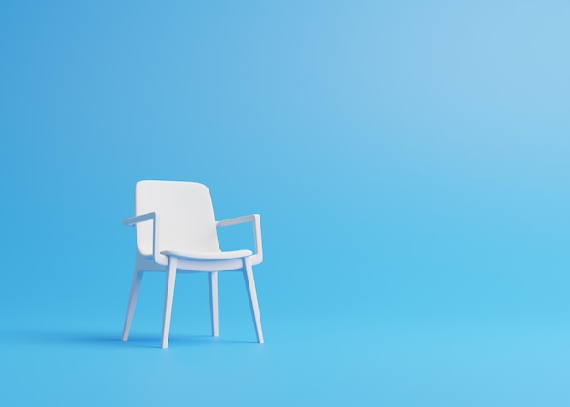 Modern chair in a blue room Minimalist style concept in pastel colors 3D render illustration