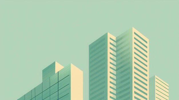 Photo modern cityscape illustration with green tint minimalist architecture design