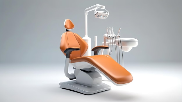 Modern dental chair on a white background dental equipment Generative AI