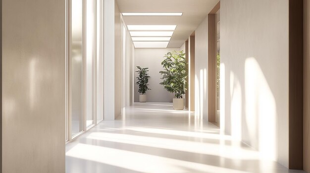 Photo modern hallway bathed in natural light elegant photography