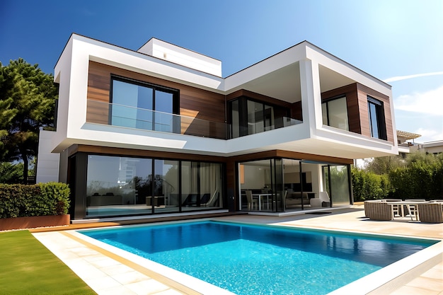 Modern House with Pool at the Front