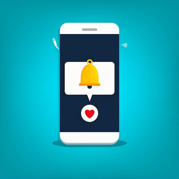 Photo modern icon of a social media notification bell in flat design