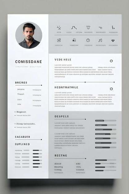 Photo modern professional and clean greywhite cv template with geometric design edges and profile pictu