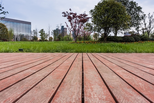 modern square with skyline and cityscape background