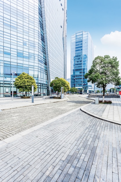 modern square with skyline and cityscape background