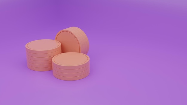 Money saving concept, coin saving investment education concept, 3d coins, 3d render illustration