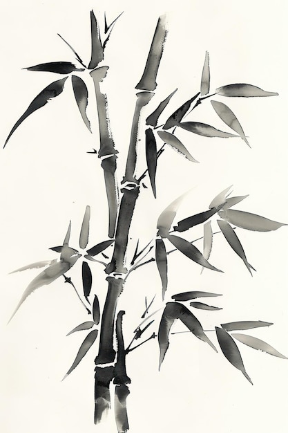 Photo monochromatic bamboo plant calligraphy creativity