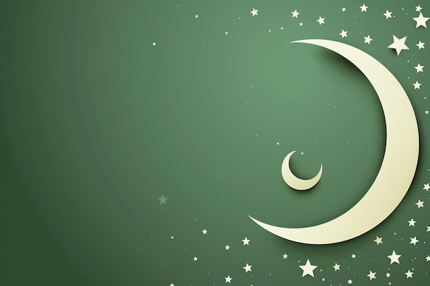 Moon and stars border illustration Arabic Eid Mubarak Background