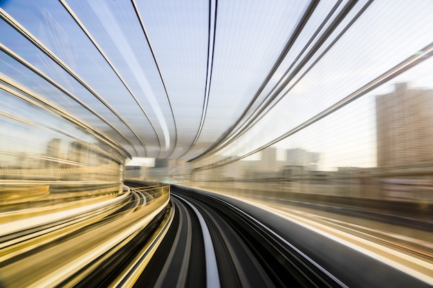 Motion blue of a Japanese mono rail