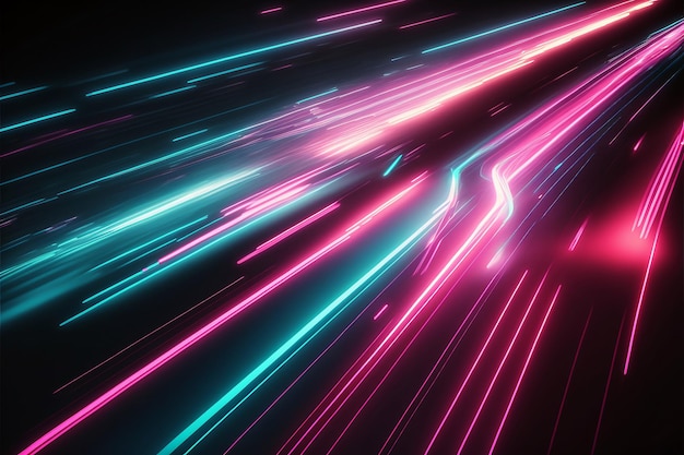 Motion of line speed and power or light trails High speed light with movement beam  Generative AI