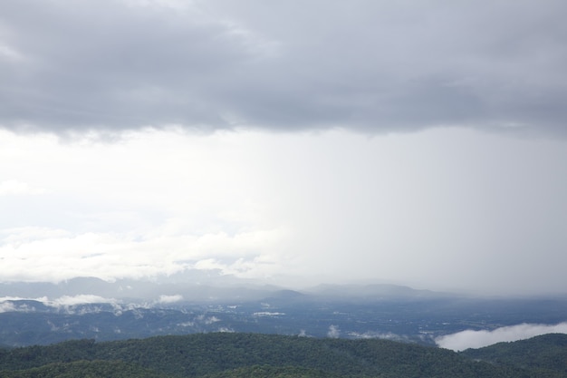 Photo mountain forest and raining fog