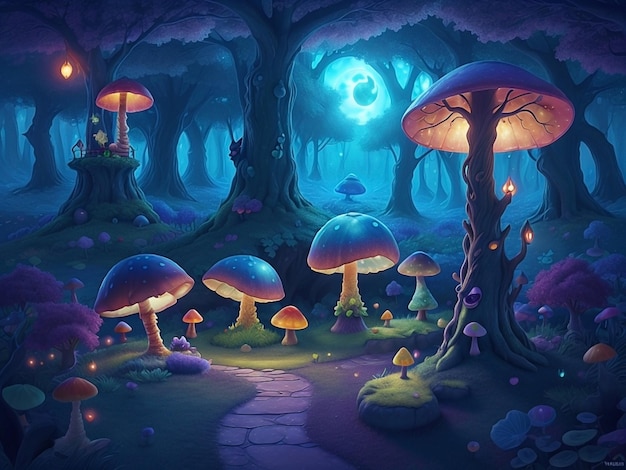 Mushroom themed background illustration