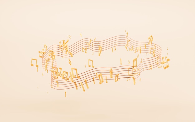 Photo music notes with cartoon style 3d rendering 3d illustration