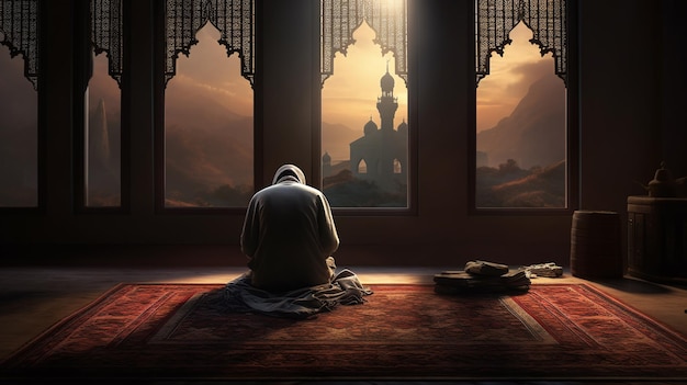 Photo a muslim prays