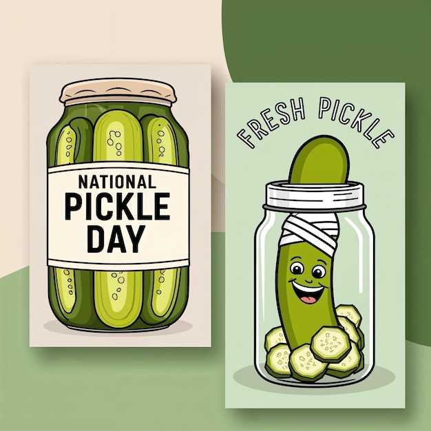 Photo national pickle day cute pickle characters pickles in a jar 3d vector