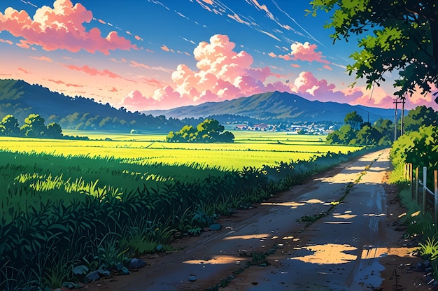 Photo natural landscape anime style