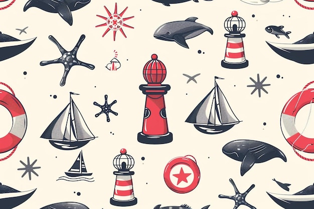 Nautical elements pattern