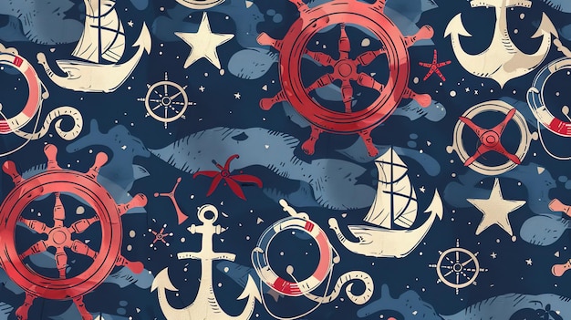 Nautical theme seamless pattern wallpaper ar 169 v 6 Job ID 247974c73d9d4cf68019f04b9a623b7a