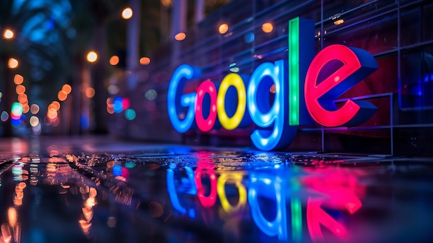 a neon sign that says google on it