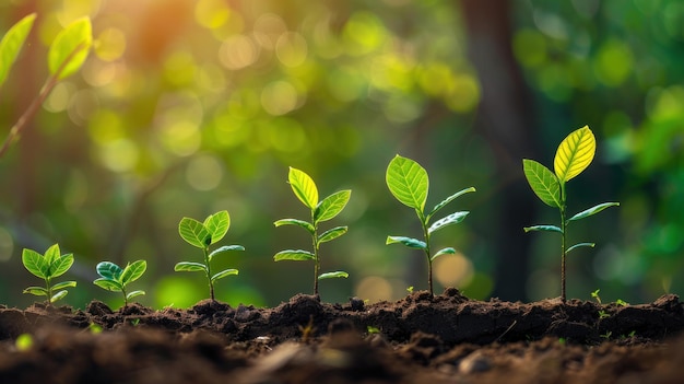 Photo new life sprouting plants in soil