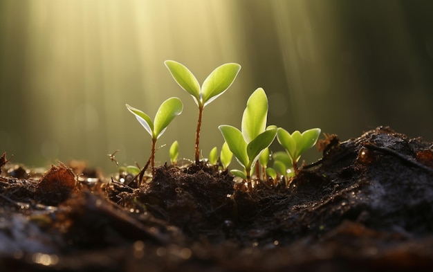 Photo new life sprouts from green seedling in nature