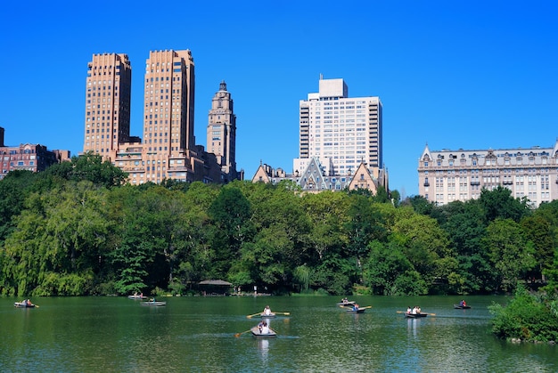 New York City Central Park with boat in lake