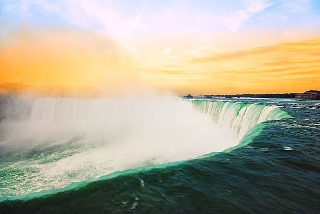 Niagara falls at Canada in the evening