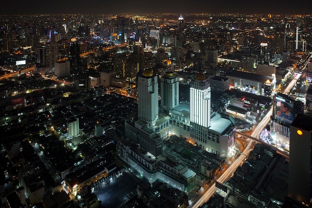 Night Bangkok Thailand from a birdseye view