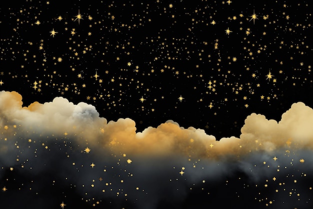 Photo night sky white clouds and yellow stars