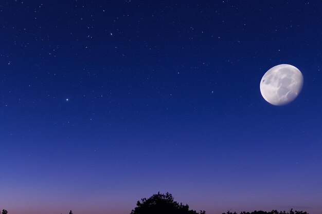 Night sky with moon light background