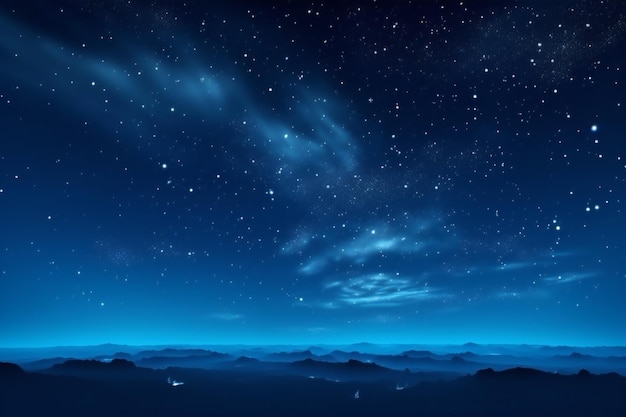 Photo night sky with stars and milky way over the mountains