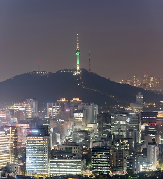 Night view of Seoul Downtown cityscape