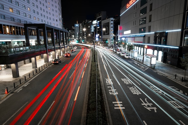 Nightlife city sparkles of light on the streets